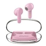 AWEI Bluetooth 5.3 T85 ENCTWS Headphones + Docking Station Pink
