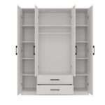 Topeshop ROMANA 160 BIEL bedroom wardrobe/closet 11 shelves 4 door(s) White - imagine 3