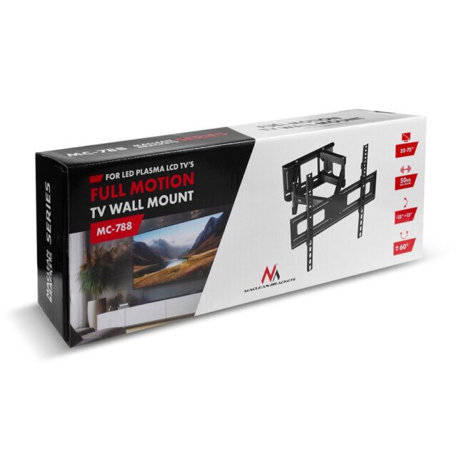 Maclean TV Mount  max VESA 600x400  32-85   60kg  horizontal and vertical angle adjustment  profile 65-390mm  black  MC-789 - imagine 9
