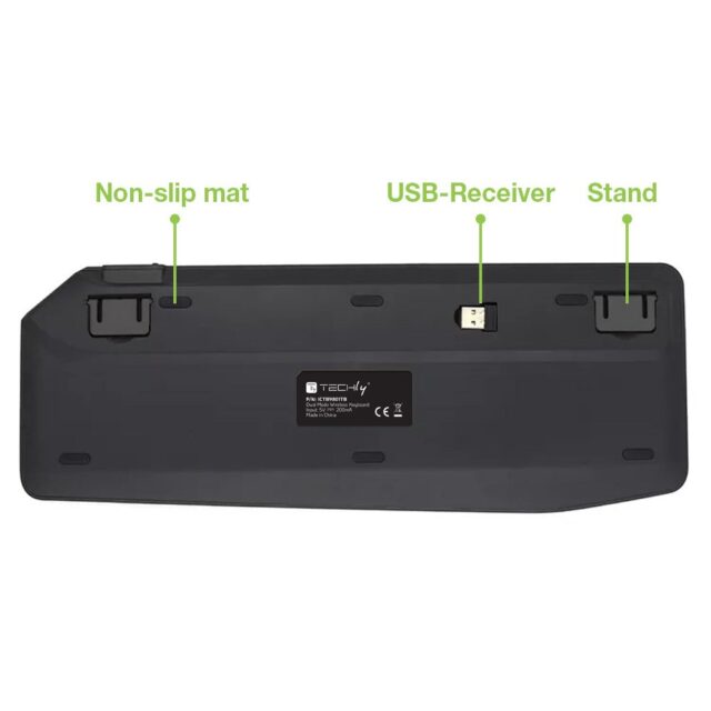 Techly ICTB9801TB keyboard Universal RF Wireless + Bluetooth QWERTY US English Black - imagine 10