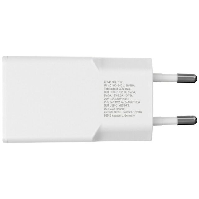 Ładowarka sieciowa 4smarts FlatPlug Slim  Dual 30W GaN 2xUSB-C biały - imagine 5