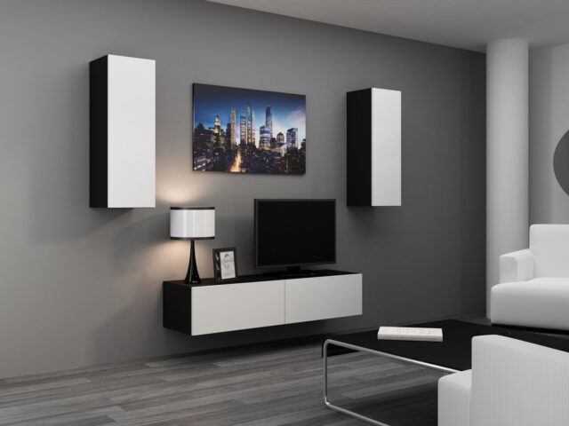 Cama TV stand VIGO 140 30/140/40 black/white gloss - imagine 5
