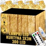 EXTRALINK KURTYNA LED ŚWIETLNA 300LED LAMPKI CHOINKOWE SOPLE WEWNĘTRZNE GIRLANDA 3X3M