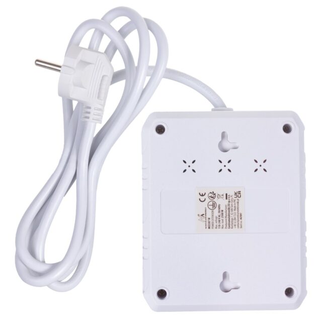 Maclean power strip  extension cord 2 sockets + 3xUSB  110-240V AC 50/60Hz  2.1A max 2500W  1.5m  white  MCE387 W - imagine 4