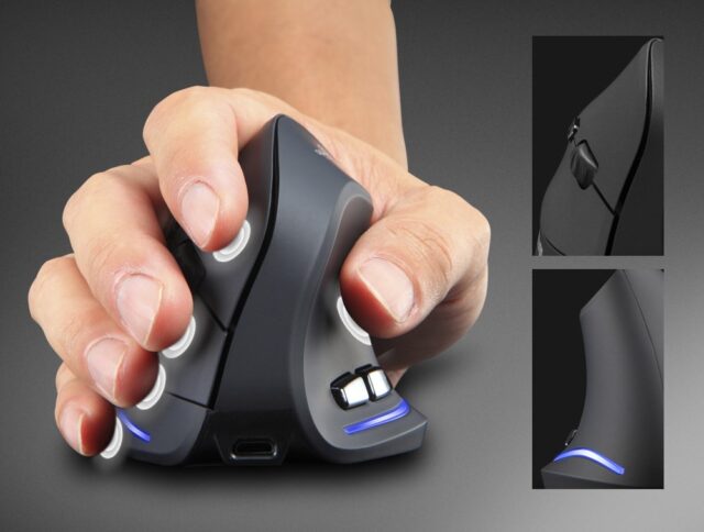 MEDIA-TECH VERTIC RF MT1123 Wireless vertical mouse RF 2400 DPI Black - imagine 7