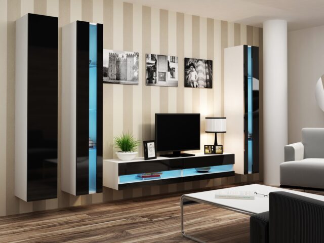 Cama TV stand VIGO NEW 30/180/40 white/black gloss - imagine 5