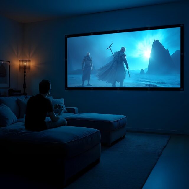 Maclean projection screen  150   330x187cm  25mm 16:9 border  tension hooks  MC-167 - imagine 6