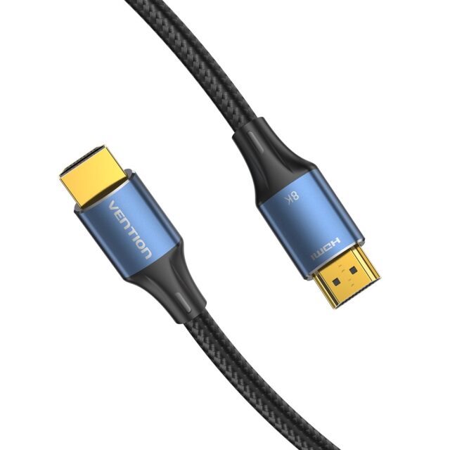 Vention Cotton Braided HDMI-A Male to Male HD Cable 8K 5M Blue Aluminum Alloy Type - imagine 2