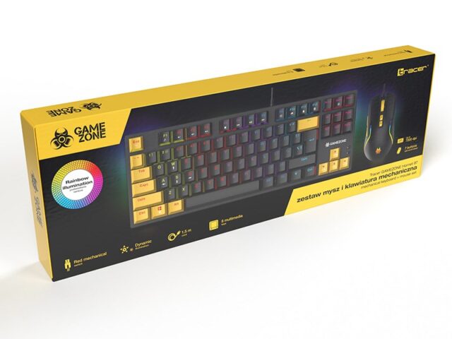 Tracer HORNET 87 keyboard Mouse included Gaming USB QWERTY English Black  Yellow - imagine 18