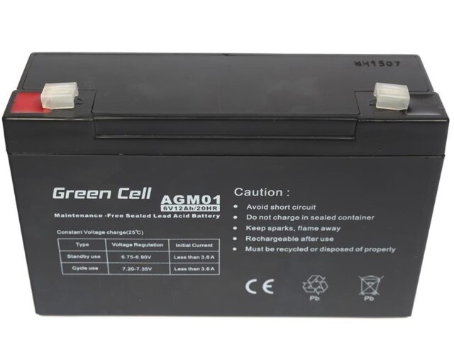 Green Cell AGM Battery 6V 12Ah 12.000 mAh Sealed Lead Acid (VRLA) - imagine 4