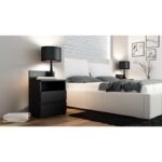 Topeshop M1 CZARNA MAT nightstand/bedside table 2 drawer(s) Black - imagine 4