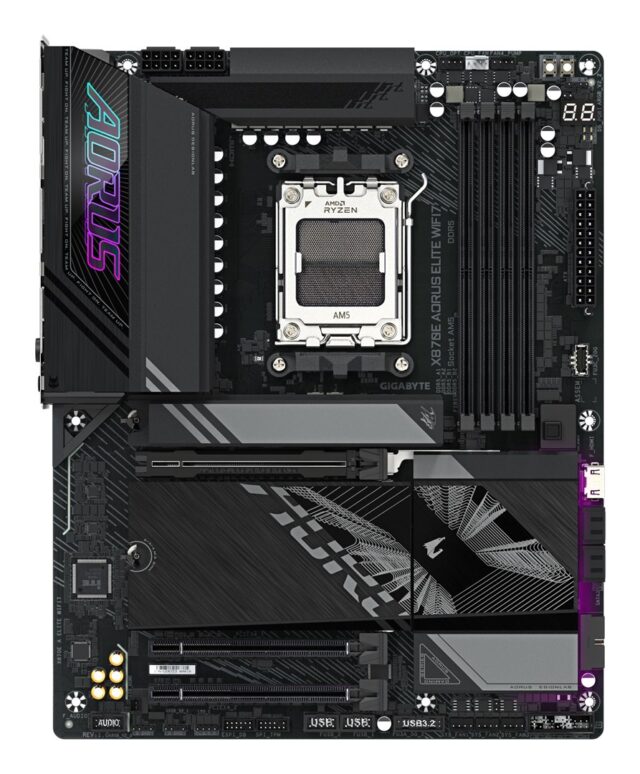 GIGABYTE X870E AORUS ELITE WIFI7 Motherboard - Supports AMD Ryzen 9000 CPUs  16+2+2 Phases Digital VRM  up to 8000Hz DDR5 (OC)  3xPCIe 5.0 + 1xPCIe 4.0  Wi-Fi 7  2.5GbE LAN  USB 4 - imagine 2