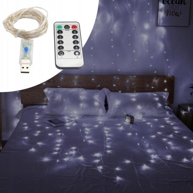 EXTRALINK KURTYNA ŚWIETLNA 300 LED ZIMNE 3X3 ŚWIĄTECZNE CHOINKOWE GIRLANDA 5V USB - imagine 4