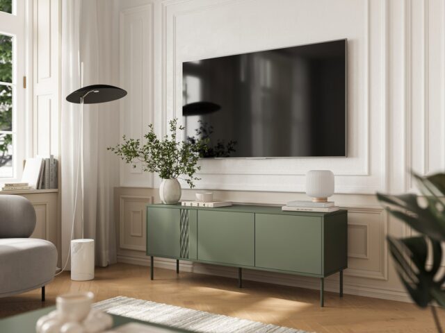 Cama RTV 3D TRESSE cabinet 150x40x55 matte green - imagine 3