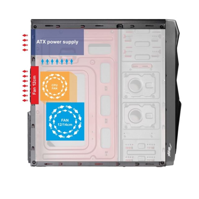 Akyga ' ak995bk PC ATX Nero Midi Tower Black - imagine 3