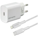4smarts VoltPlug 20W PD USB-C wall charger with USB-C to Lightning cable white