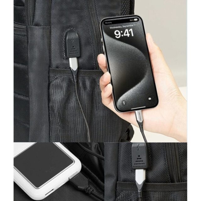 Plecak wodoodporny na laptopa Vention KRK 20l z portem USB i blokadą antykradzieżową czarny - imagine 5