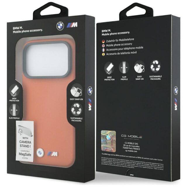 Case BMW M Metal Logo MagSafe for iPhone 17 Pro Max orange - imagine 8