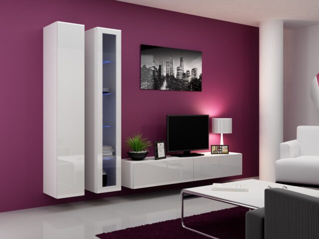 Cama TV Stand VIGO '180' 30/180/40 white/white gloss - imagine 14