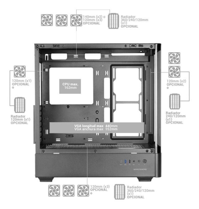 Mars Gaming MCLCDPRO computer case Midi Tower Black - imagine 9