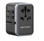Uniwersalny adapter podróżny z ładowarką Vention 65W GaN 2x USB-A 2x USB-C czarny - imagine 2