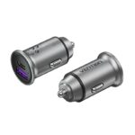 Vention Two-Port USB A+A(30+30) Car Charger Gray Mini Style Aluminium Alloy Type