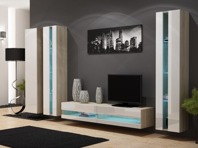 Cama Shelf unit VIGO NEW 180/40/30 sonoma/white gloss - imagine 3