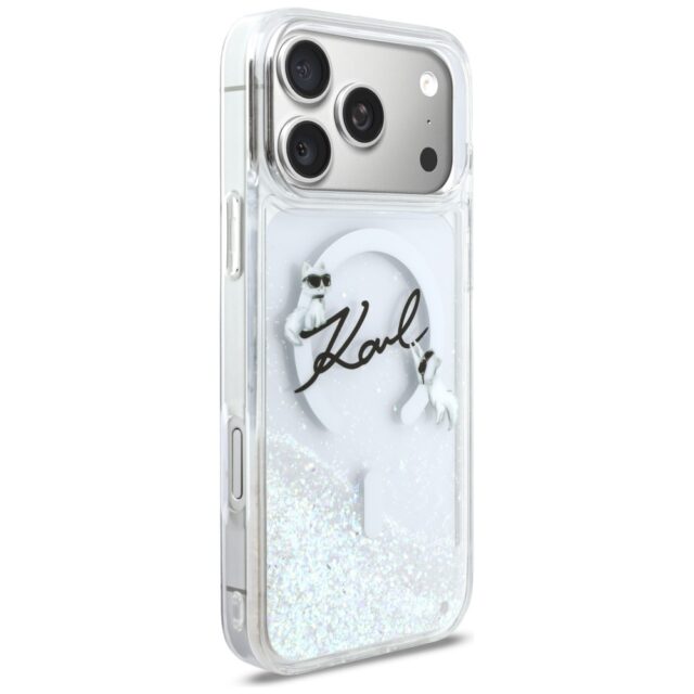 Case Karl Lagerfeld Liquid Glitter Karl  Script Logo MagSafe for iPhone 17 Pro Max transparent - imagine 4