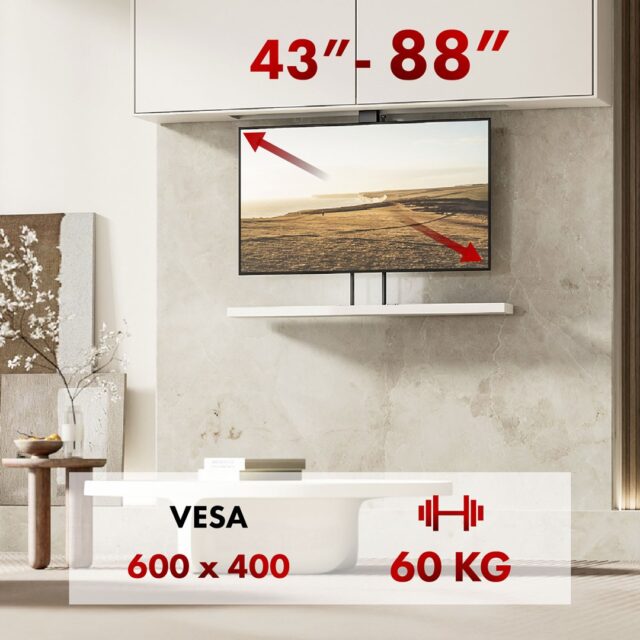 Maclean electric ceiling/floor mount  extendable  43''-88''  VESA 600x400  max 60kg  100-240V AC 50/60Hz - imagine 12