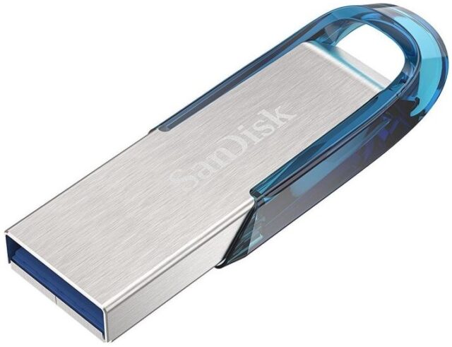 SanDisk Ultra Flair USB flash drive 128 GB USB Type-A 3.2 Gen 1 (3.1 Gen 1) Blue  Silver - imagine 4