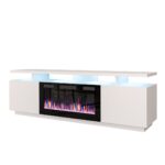 RTV EVA cabinet with electric fireplace 180x40x52 cm white/gloss white