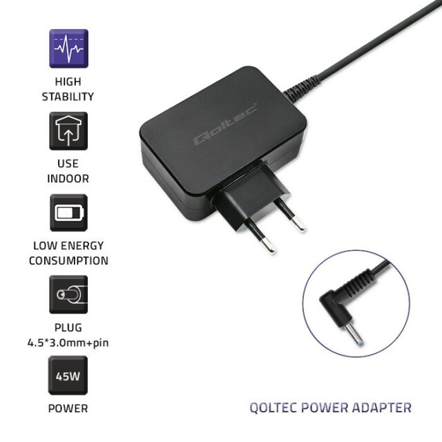 Qoltec 51026 power adapter/inverter Indoor/outdoor 65 W Black - imagine 3