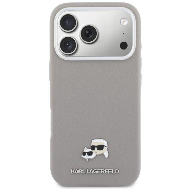 Case Karl Lagerfeld Karl & Choupette     Head Pins Saffiano MagSafe for iPhone 17 Pro grey - imagine 3