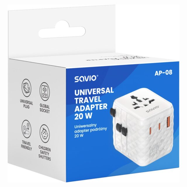 Savio AP-08 power adapter/inverter 20 W White - imagine 3
