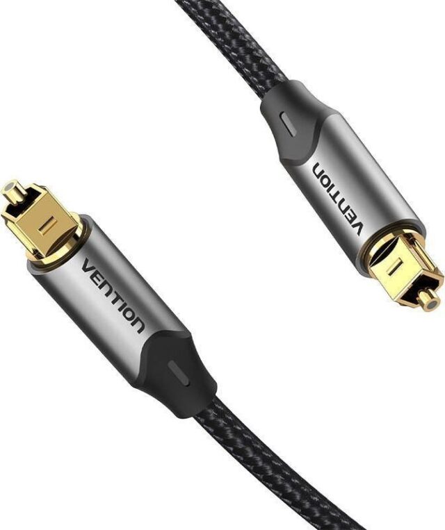 Kabel audio optyczny Vention w oplocie z aluminiowym złączem 5m szary - imagine 3