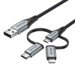 Vention USB 2.0 A Male to 3-in-1 Micro-B&USB-C&Lightning Male Cable 1M Gray Aluminum Alloy Type - imagine 4
