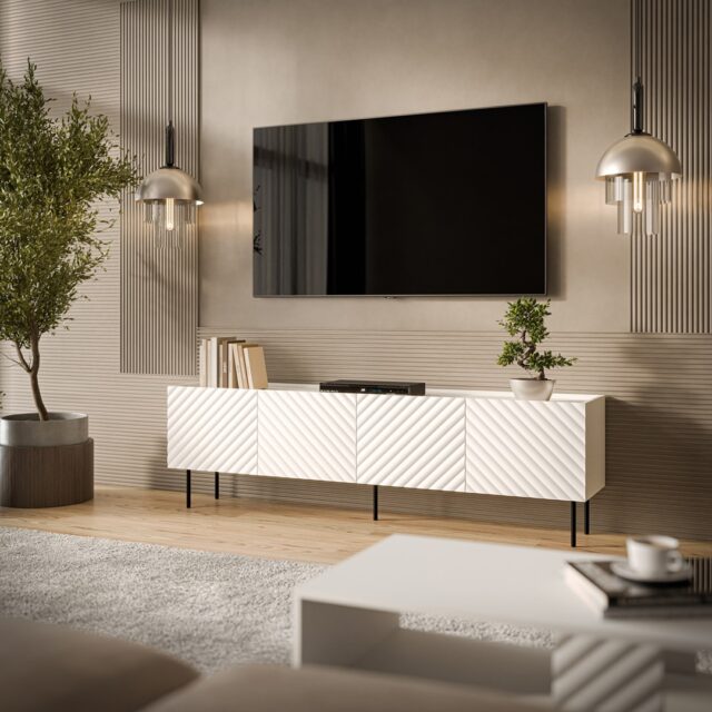 Cama LUCCA 4D TV cabinet 200x40x59 white - imagine 3