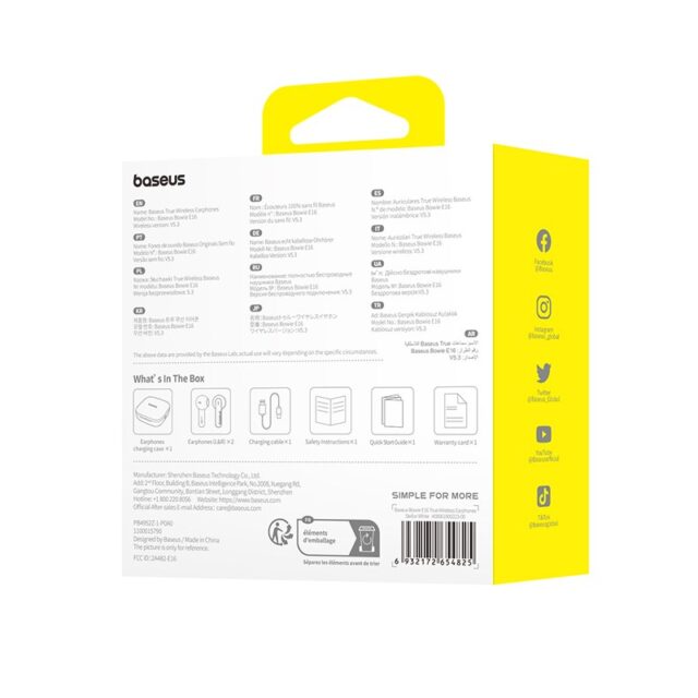 Baseus Bowie E16 Headset True Wireless Earphones In-ear Calls/Music USB Type-C Bluetooth White - imagine 8