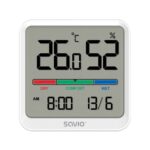 SAVIO Wireless weather station  temperature and humidity sensor  for indoor use  LCD screen  clock  date  handle with magnet  CT-01/W White