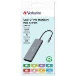 Verbatim Adapter Hub USB-C - 2xHDMI/DP/Eternet/6xUSB-A/Jack 3.5mm/2xUSB-C aluminum 32153 - imagine 5