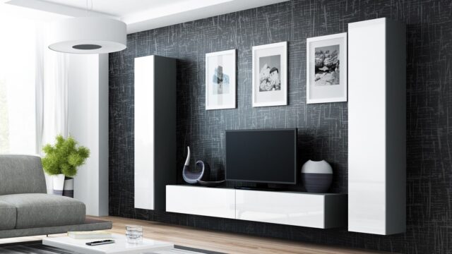 Cama TV Stand VIGO '180' 30/180/40 grey/white gloss - imagine 9