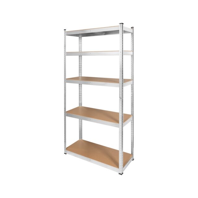 Rebel RB-1250 Metal Storage Rack Cabinet Shelves 175kg x5 180x90x40cm Galvanized Folding MDF - imagine 7