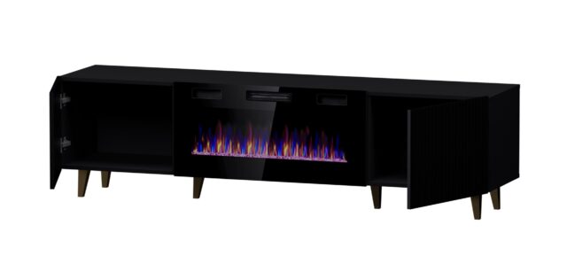 RTV cabinet PAFOS EF with electric fireplace 180x42x49 black matt - imagine 3