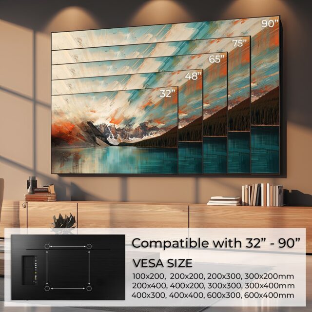 Maclean TV MC-421 Wall Mount Bracket 32 -90  VESA 600x400 80kg Tilting Universal Adjustable Spirit Level Accessories Flat Slim - imagine 18