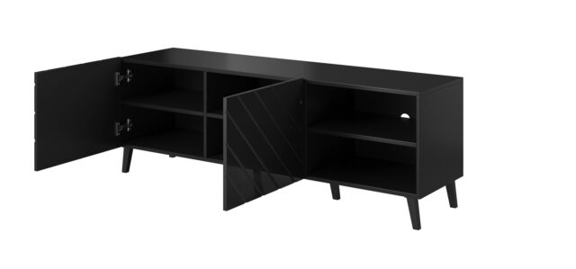 RTV cabinet ABETO 150x42x52 black glossy - imagine 5