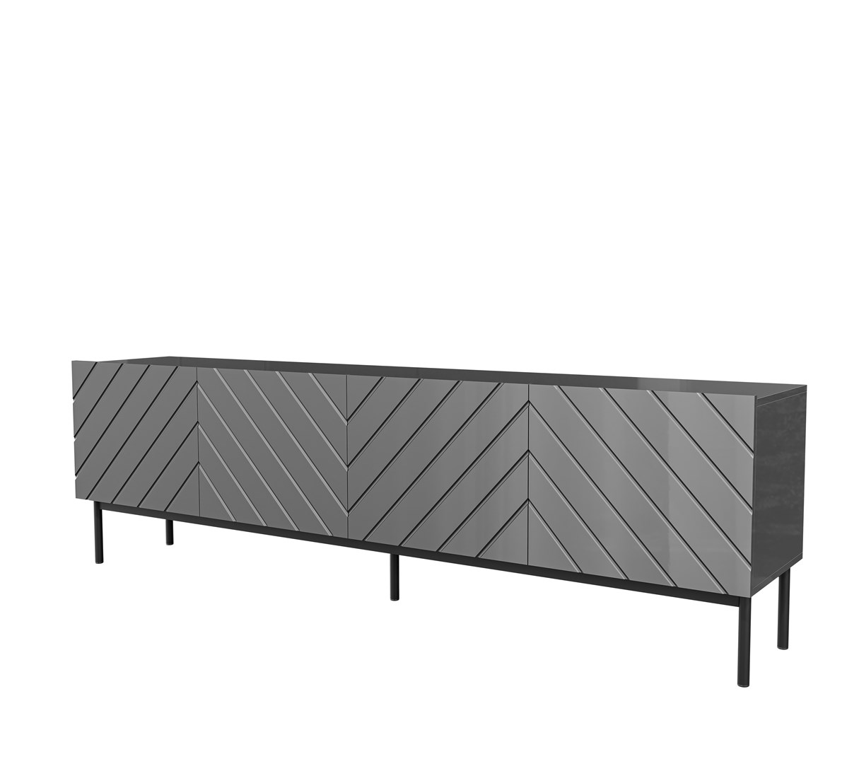 cps-129991e9b5a5dddf9a5838e45a9b37e7-2026-01-15-19-26-27 ABETO RTV cabinet on black steel frame 200x42x60 graphite/glossy graphite - imagine 1