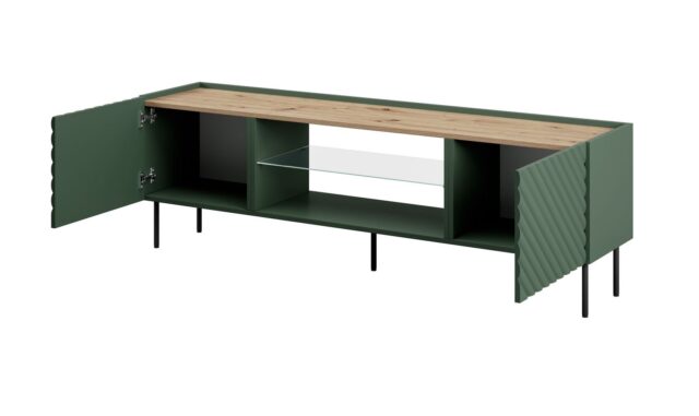 RTV cabinet with an electric fireplace ONDA 180 5x40xH58 39 green (standing or wall mounted) - imagine 3