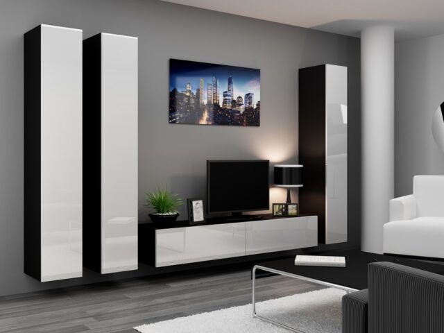Cama TV Stand VIGO '180' 30/180/40 black/white gloss - imagine 5