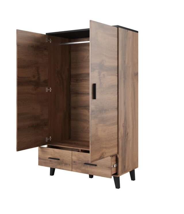 Cama wardrobe LOTTA 2D2D wotan oak + mat black - imagine 2