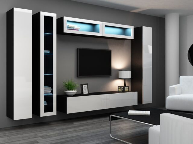 Cama Full cabinet VIGO '180' 180/40/30 white/black gloss - imagine 8